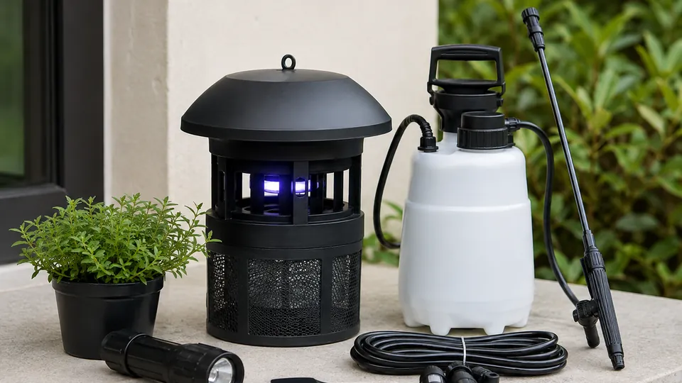 Outdoor insect trap and spraying equipment