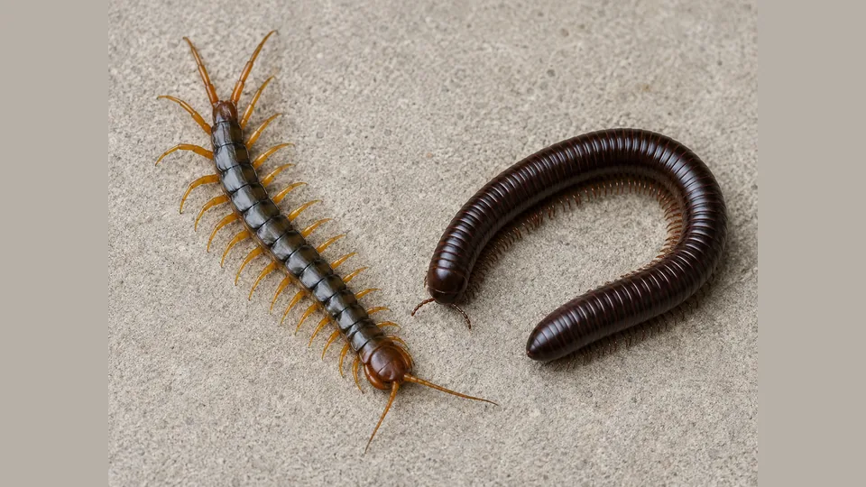 A centipede and a millipede